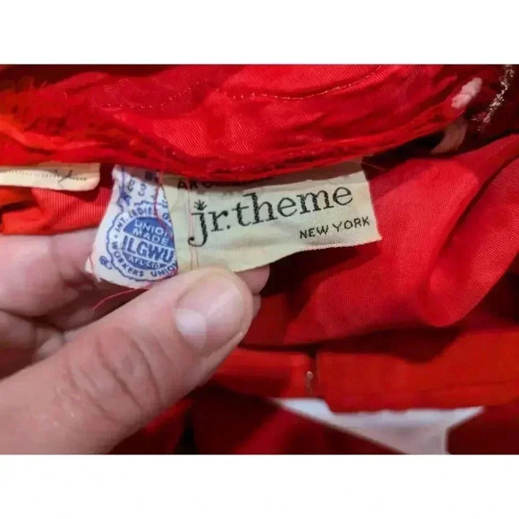 VINTAGE 1970s halter tangerine dress w/gold beaded waist detailing Jr Theme XS - Picture 5 of 8